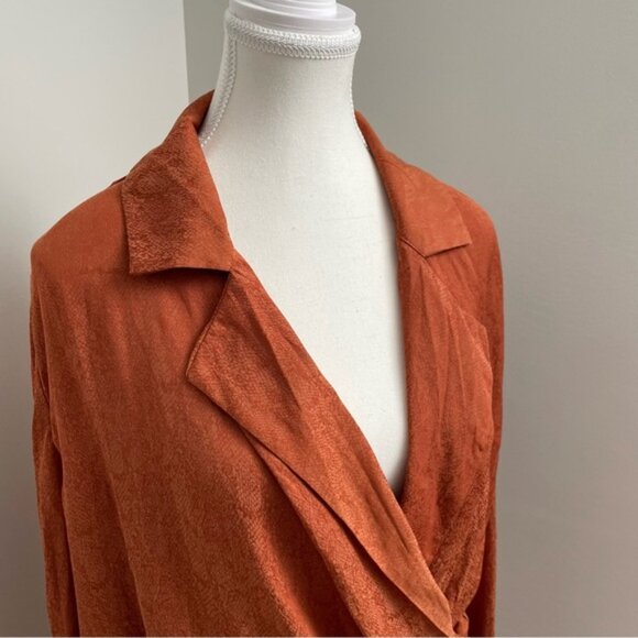 Free People Simone Blazer Wrap Mini Dress Burnt Orange Size Medium - Picture 5 of 10